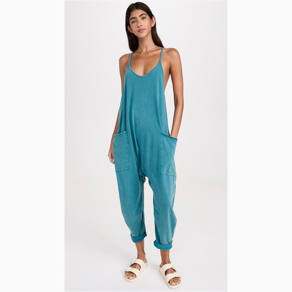 Free People Hot Shot Onesie Teal Jumpsuit with Pockets
